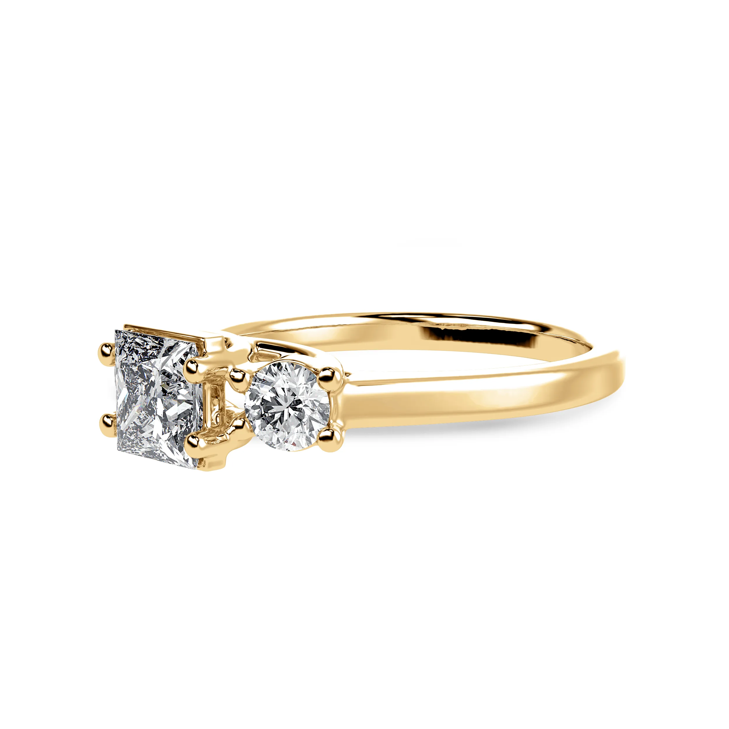 1.00 Carat Princess Cut Solitaire Diamond Accents 18K Yellow Gold Ring JL AU 1230Y-C