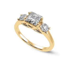 1.00 Carat Princess Cut Solitaire Diamond Accents 18K Yellow Gold Ring JL AU 1230Y-C