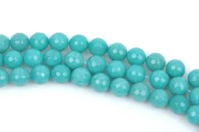 10mm TURQUOISE Blue Green JADE Beads, Round Gemstone Beads, Faceted, full strand, about 39 beads, gjd0159