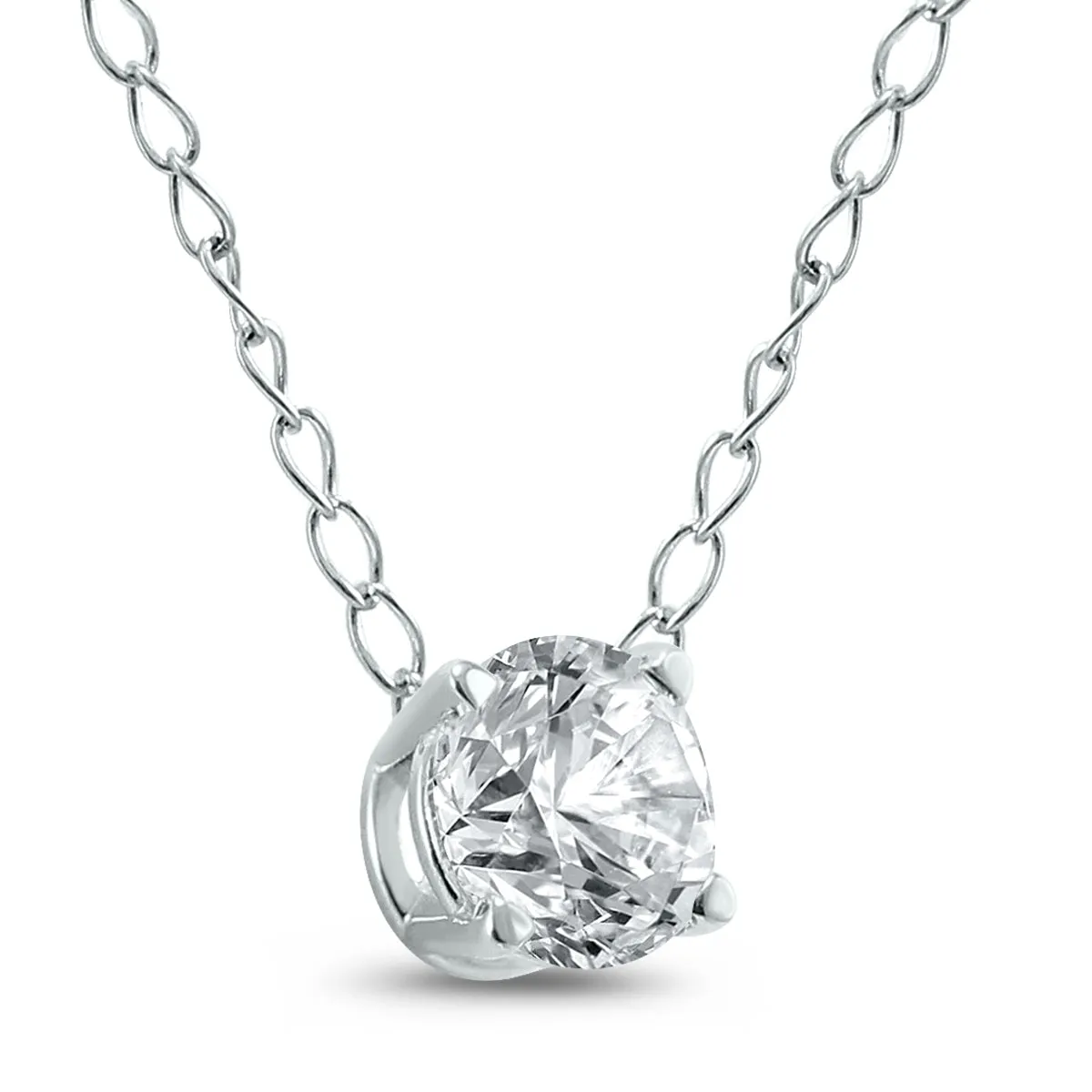 1/2 Carat Floating Round Diamond Solitaire Necklace in 14K White Gold