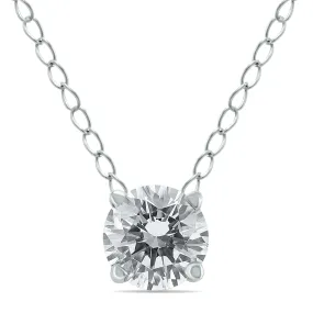1/2 Carat Floating Round Diamond Solitaire Necklace in 14K White Gold