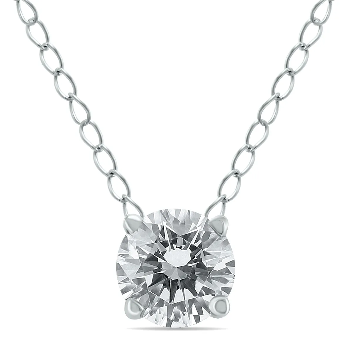 1/2 Carat Floating Round Diamond Solitaire Necklace in 14K White Gold