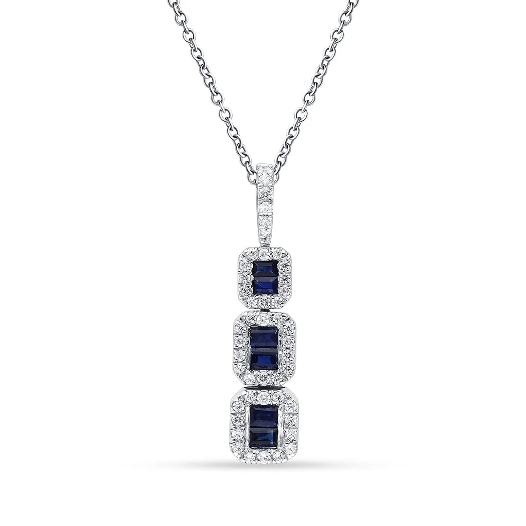14K 0.31CT DIAMOND SAPPHIRE PENDANT