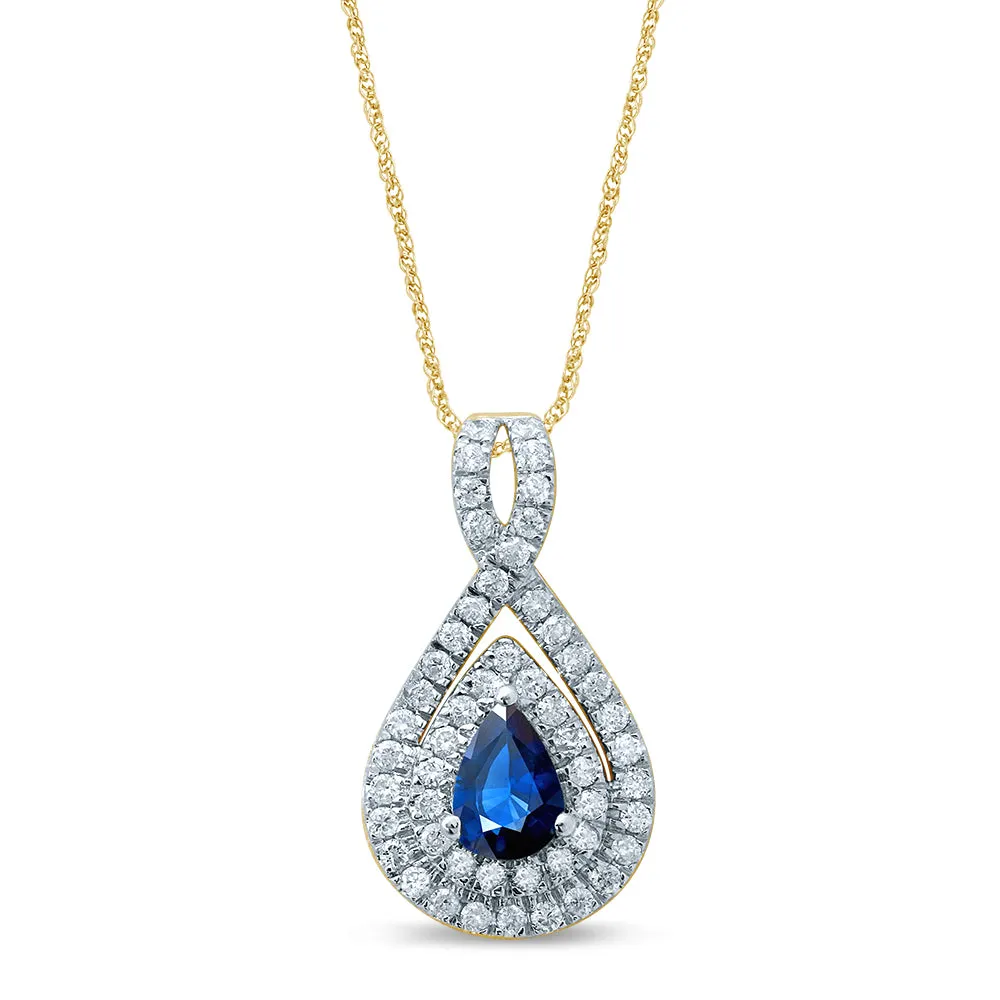 14K DIAMOND  SAPPHIRE  PENDANT