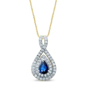 14K DIAMOND  SAPPHIRE  PENDANT
