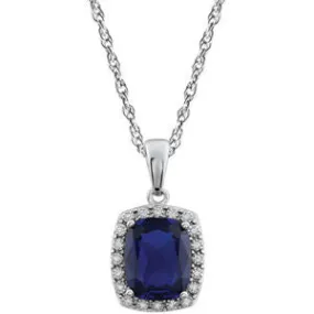 14K White Created Opal & .05 CTW Diamond Necklace
