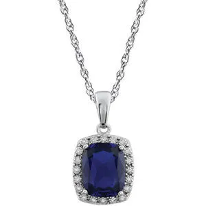 14K White Created Opal & .05 CTW Diamond Necklace