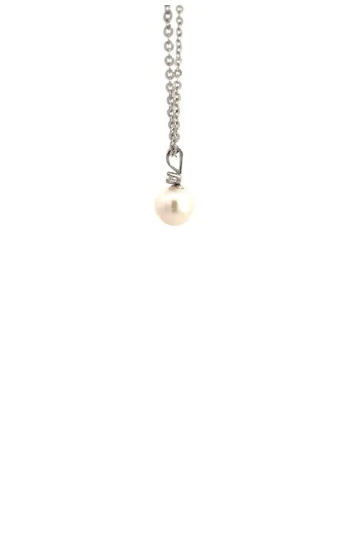 14K WHITE GOLD AKOYA PEARL PENDANT WITH DIAMOND ACCENT G15055