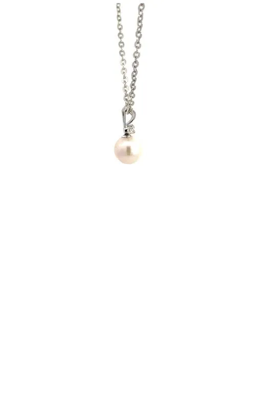 14K WHITE GOLD AKOYA PEARL PENDANT WITH DIAMOND ACCENT G15055