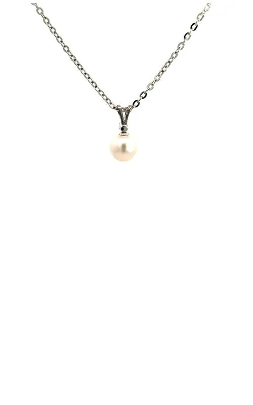 14K WHITE GOLD AKOYA PEARL PENDANT WITH DIAMOND ACCENT G15055