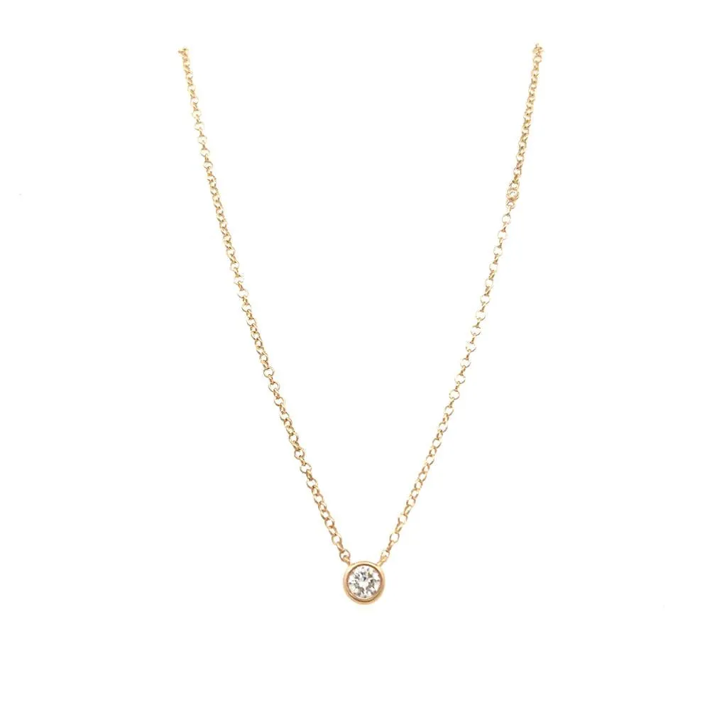 14K Yellow Gold 0.32ctw Round Diamond Solitaire Necklace