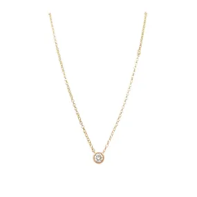 14K Yellow Gold 0.32ctw Round Diamond Solitaire Necklace