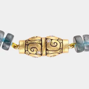 18K and Diamond "Seashell" Station Kazakhstan Turquoise Beaded Necklace - M-108DST