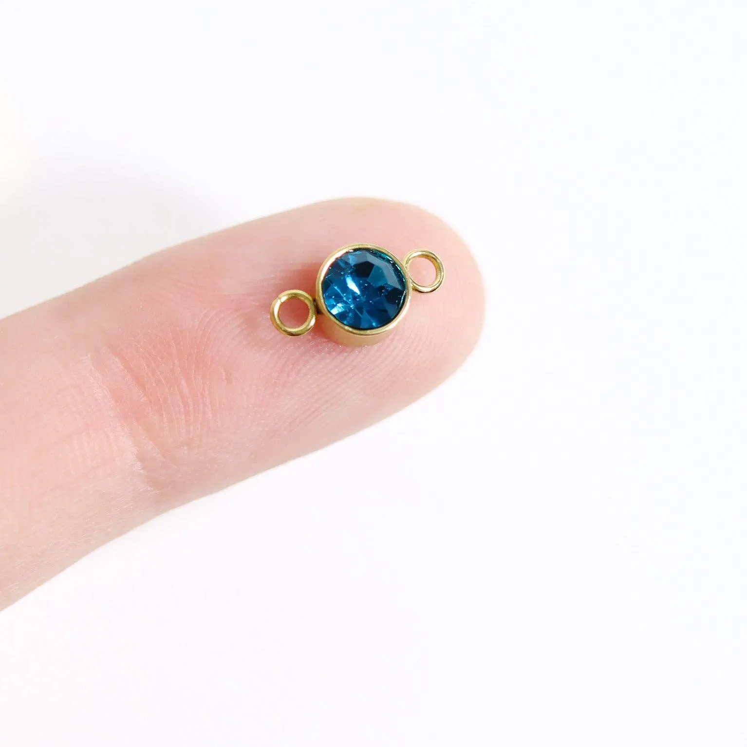 18K Gold PVD Stainless Steel Birthstone Connector Charm Necklace