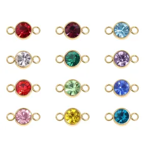 18K Gold PVD Stainless Steel Birthstone Connector Charm Necklace