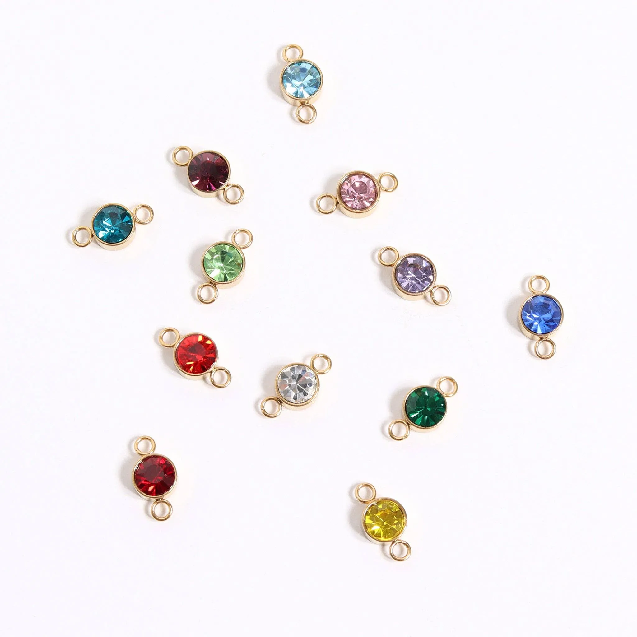 18K Gold PVD Stainless Steel Birthstone Connector Charm Necklace