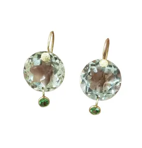 18k Gold Tsavorite Green Amethyst Earrings