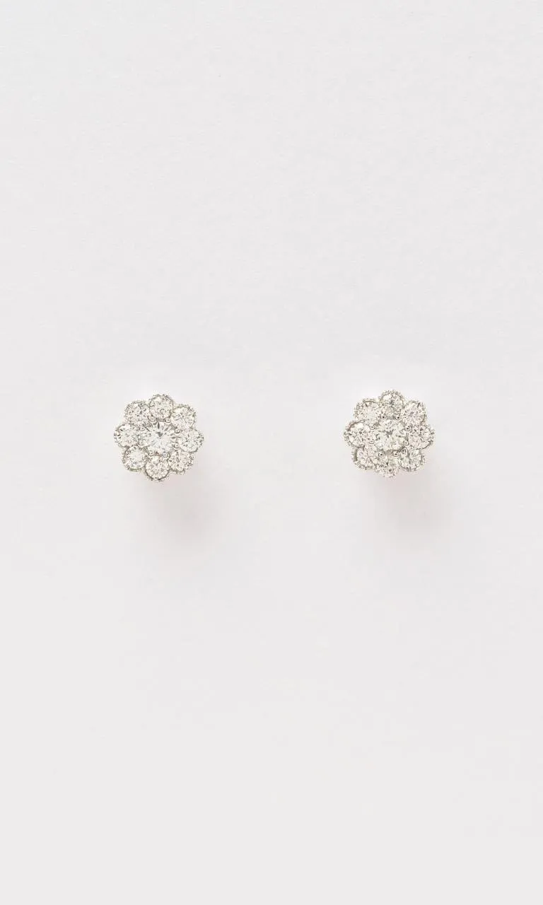 18K WG 0.60ct TDW Diamond Cluster Stud Earrings