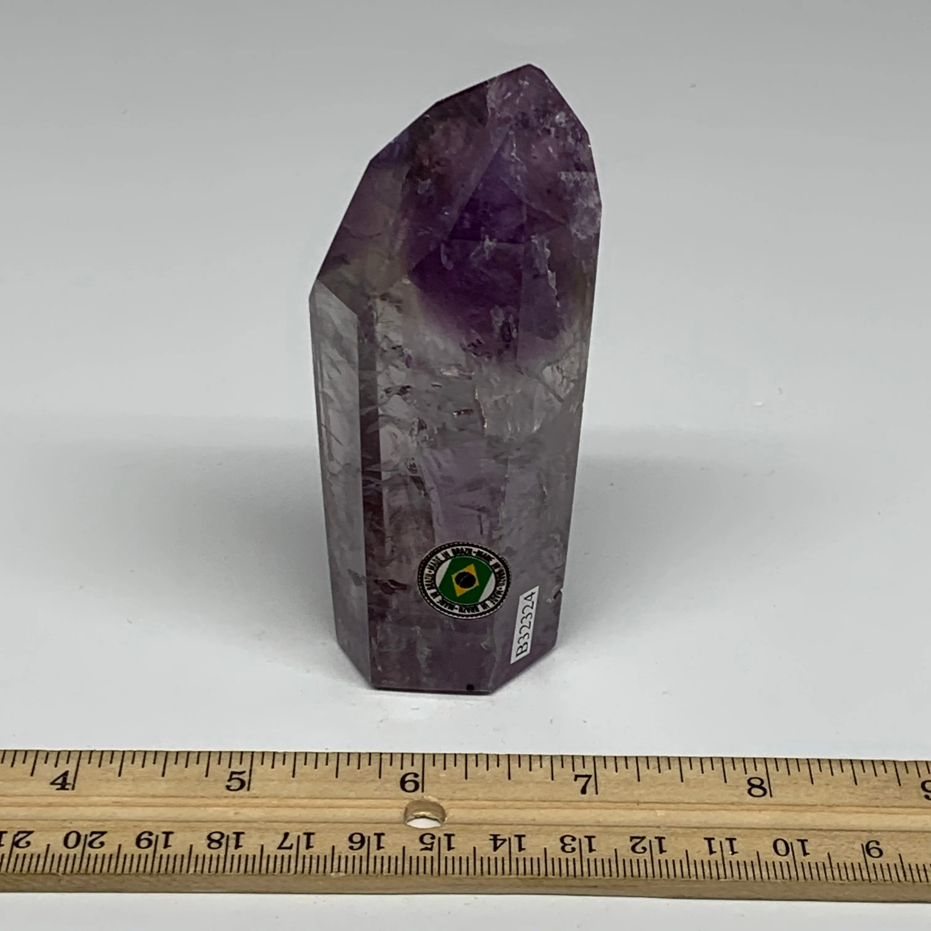 204.6g, 3.9"x1.6"x1.3", Natural Amethyst Tower Point Obelisk @Brazil, B32324