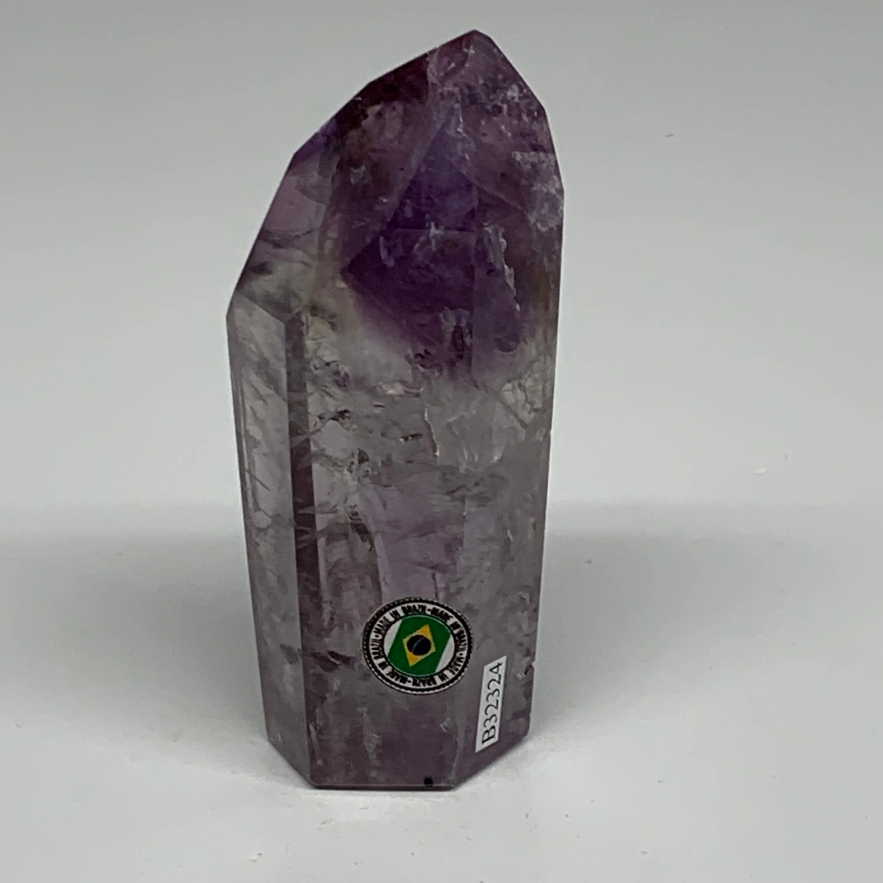 204.6g, 3.9"x1.6"x1.3", Natural Amethyst Tower Point Obelisk @Brazil, B32324