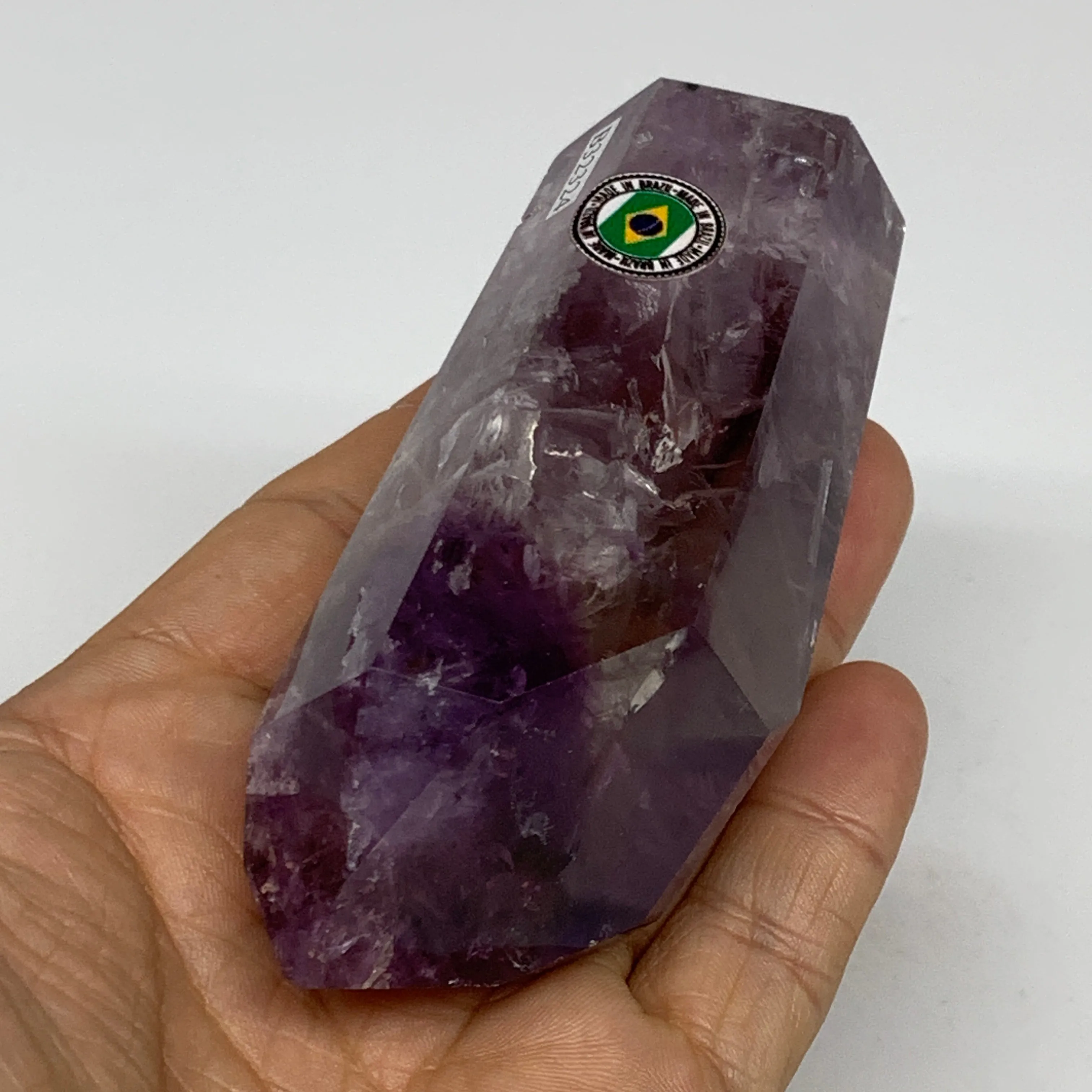 204.6g, 3.9"x1.6"x1.3", Natural Amethyst Tower Point Obelisk @Brazil, B32324