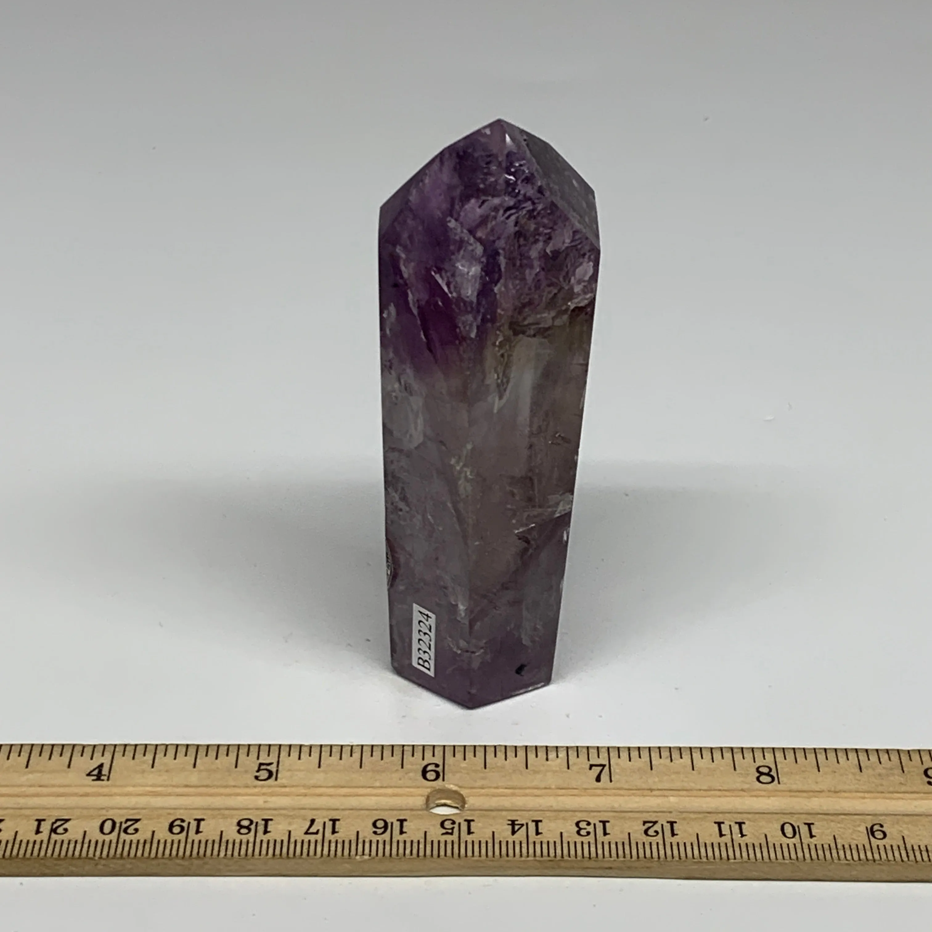 204.6g, 3.9"x1.6"x1.3", Natural Amethyst Tower Point Obelisk @Brazil, B32324