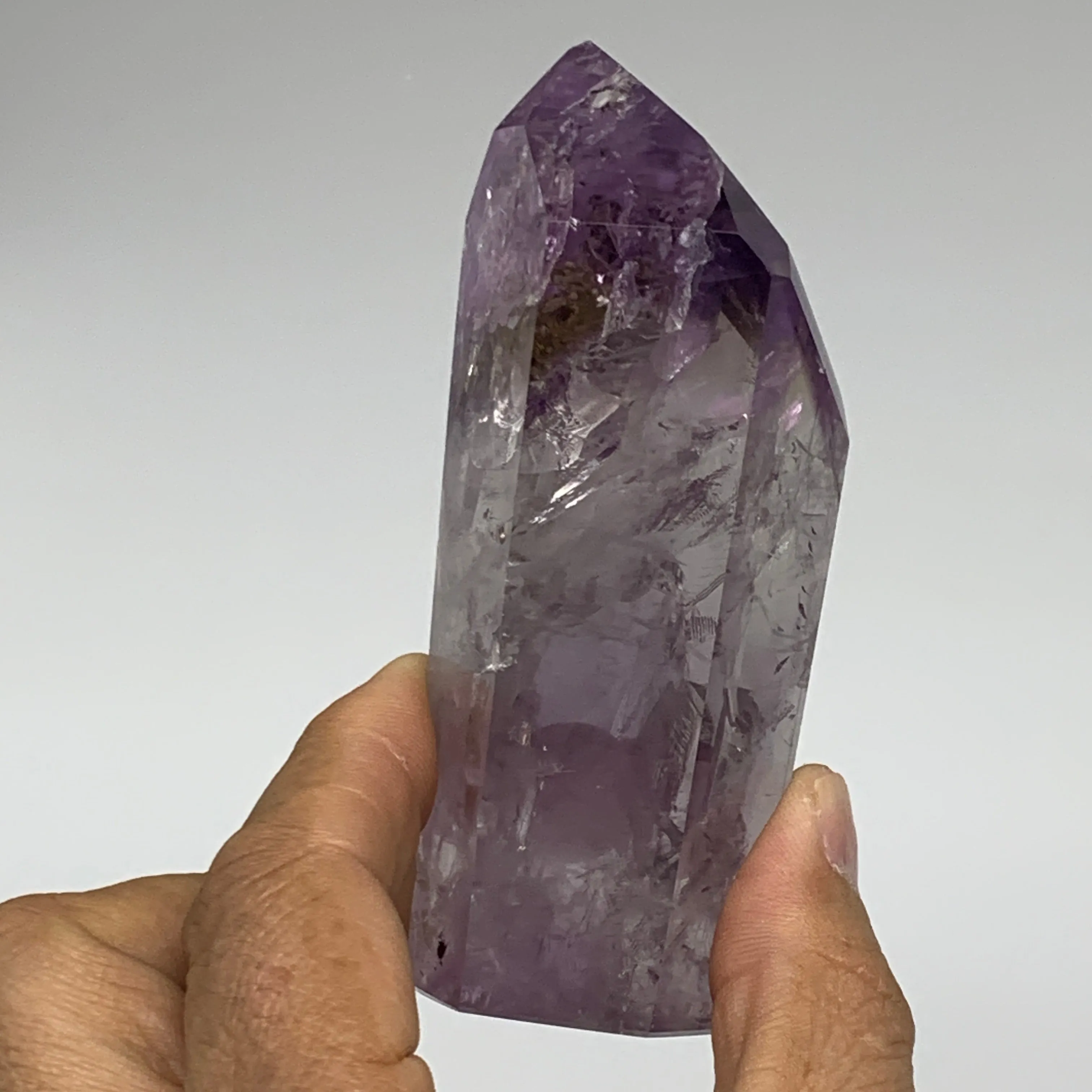204.6g, 3.9"x1.6"x1.3", Natural Amethyst Tower Point Obelisk @Brazil, B32324