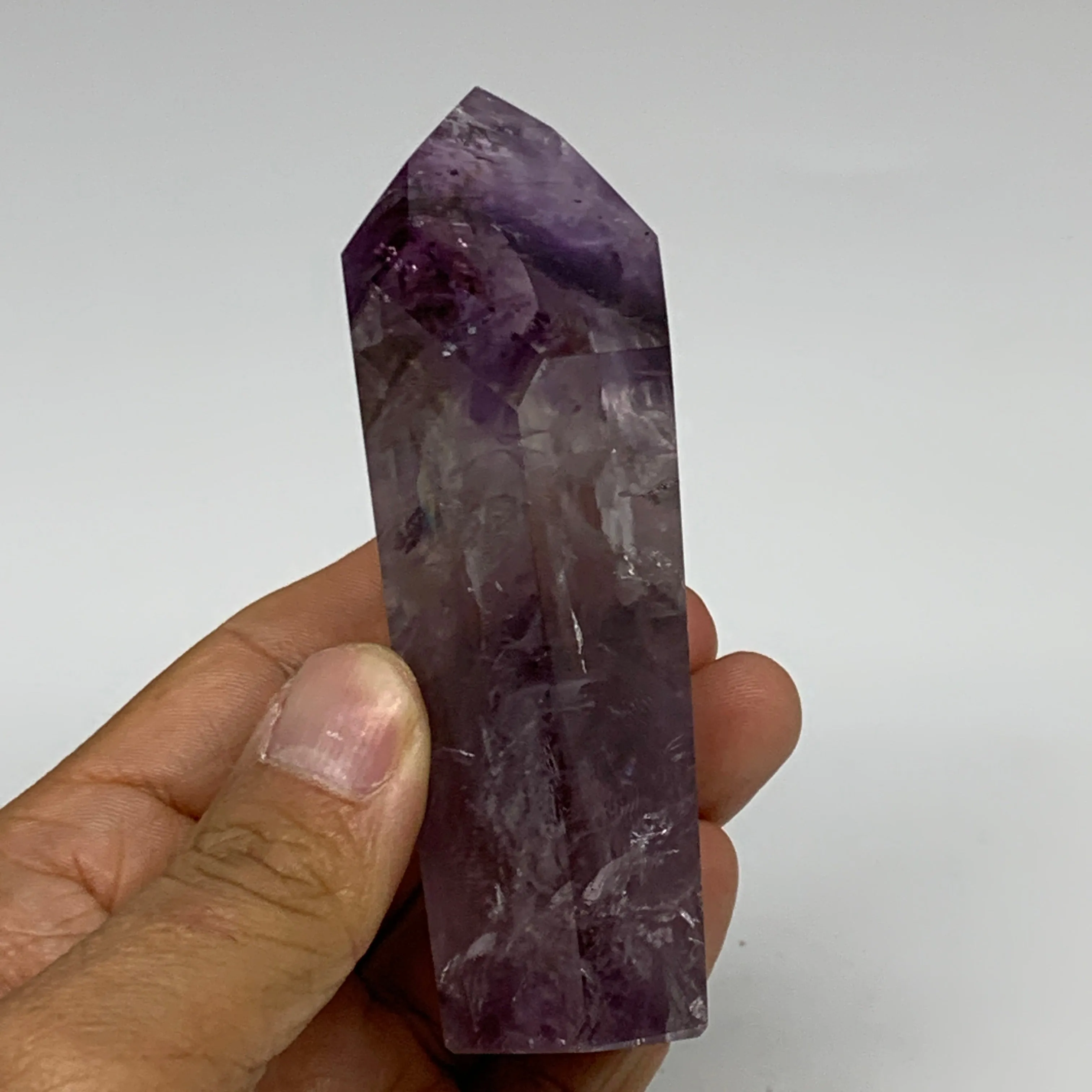 204.6g, 3.9"x1.6"x1.3", Natural Amethyst Tower Point Obelisk @Brazil, B32324