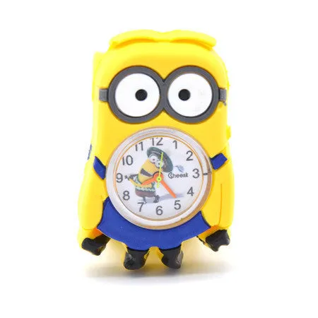 3D Eye Despicable Me minion Cartoon watch Precious Milk Dad Cute Children clock Baby kid Quartz Wrist Watches