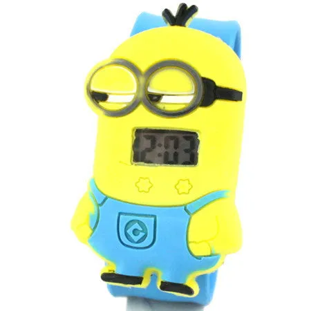 3D Eye Despicable Me minion Cartoon watch Precious Milk Dad Cute Children clock Baby kid Quartz Wrist Watches