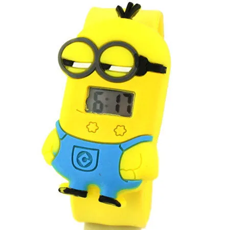 3D Eye Despicable Me minion Cartoon watch Precious Milk Dad Cute Children clock Baby kid Quartz Wrist Watches