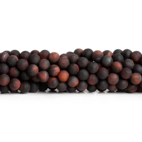 6mm Matte Red Tiger's Eye Plain Rounds 15 inch 60 beads