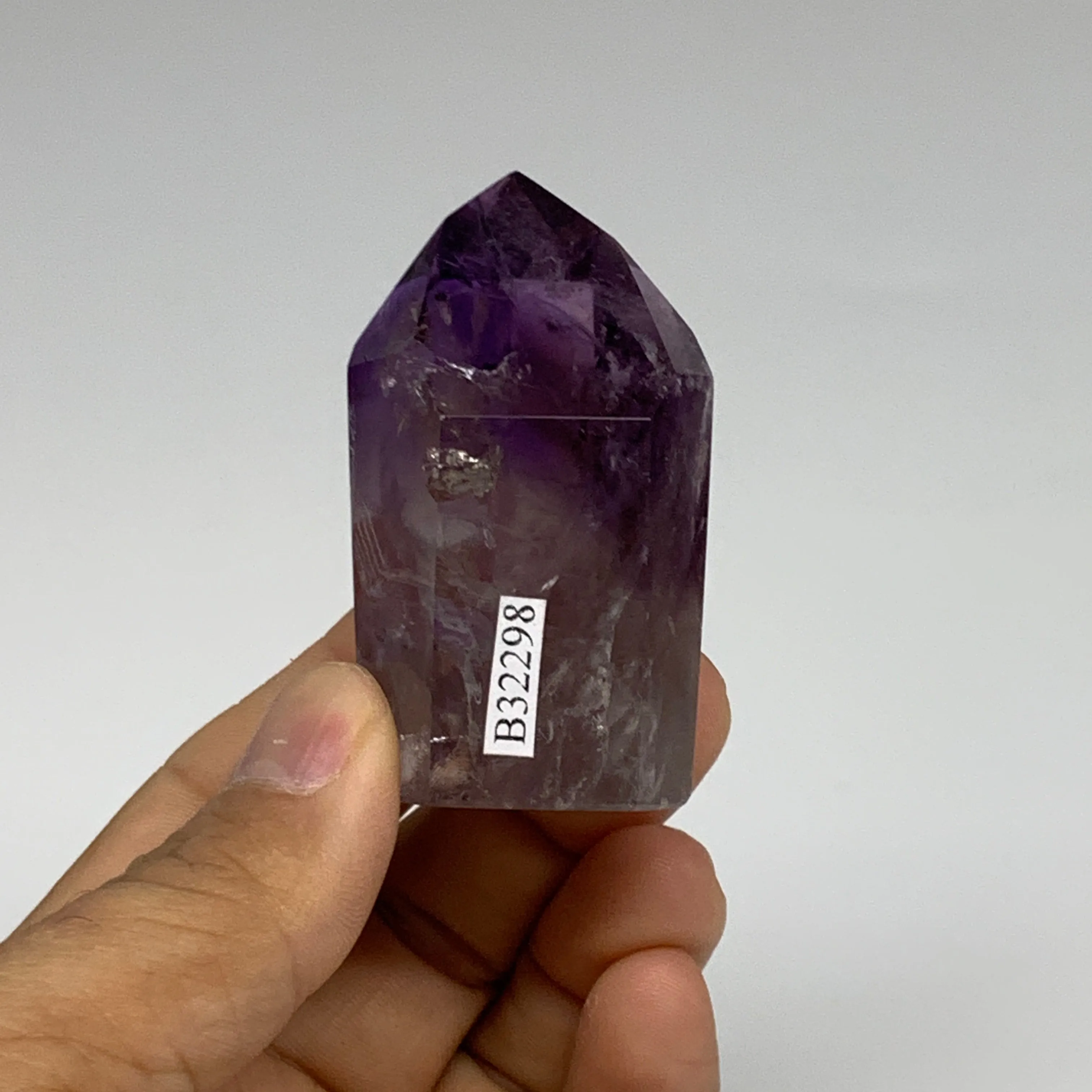 77.3g, 2.2"x1.3"x1", Natural Amethyst Tower Point Obelisk @Brazil, B32298