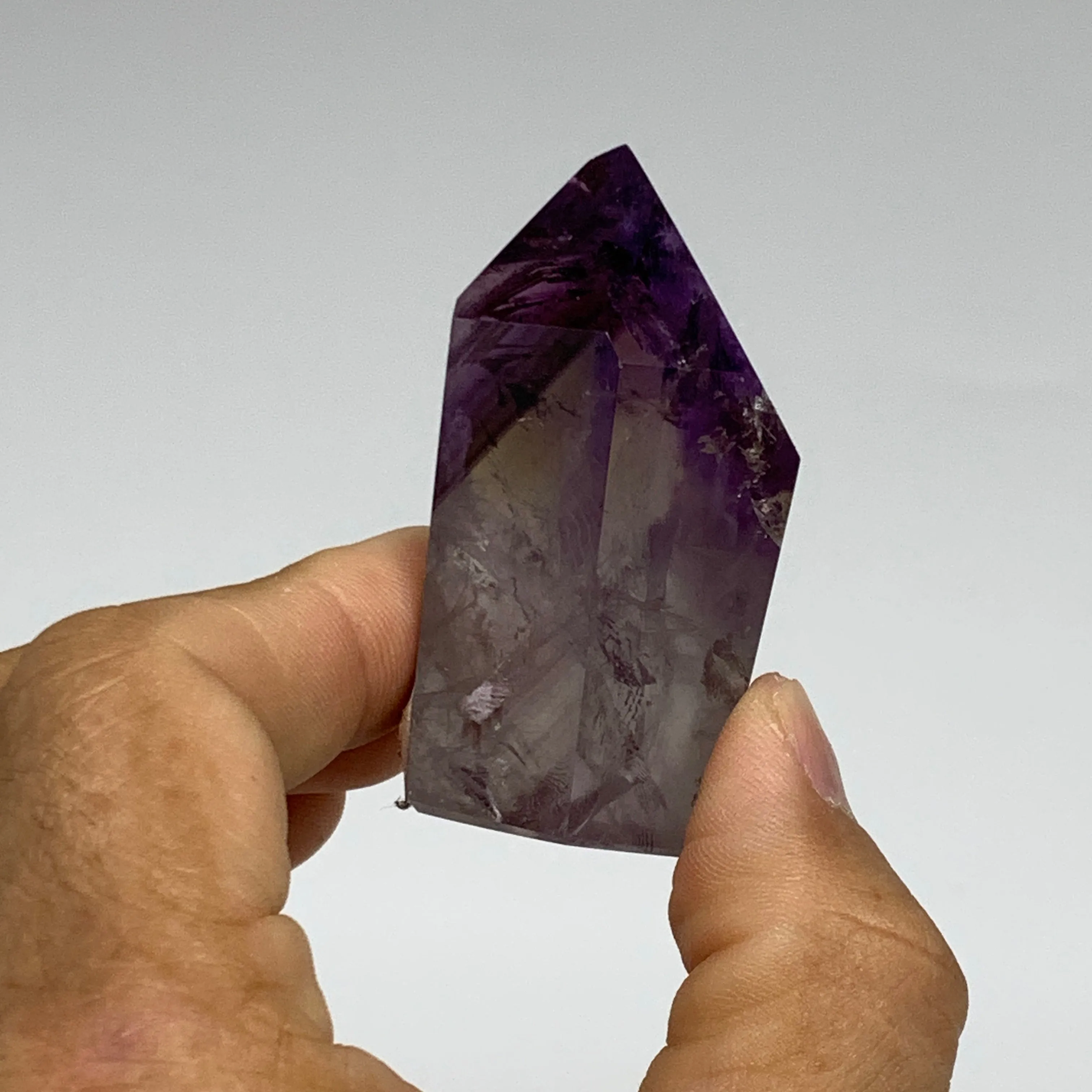 77.3g, 2.2"x1.3"x1", Natural Amethyst Tower Point Obelisk @Brazil, B32298