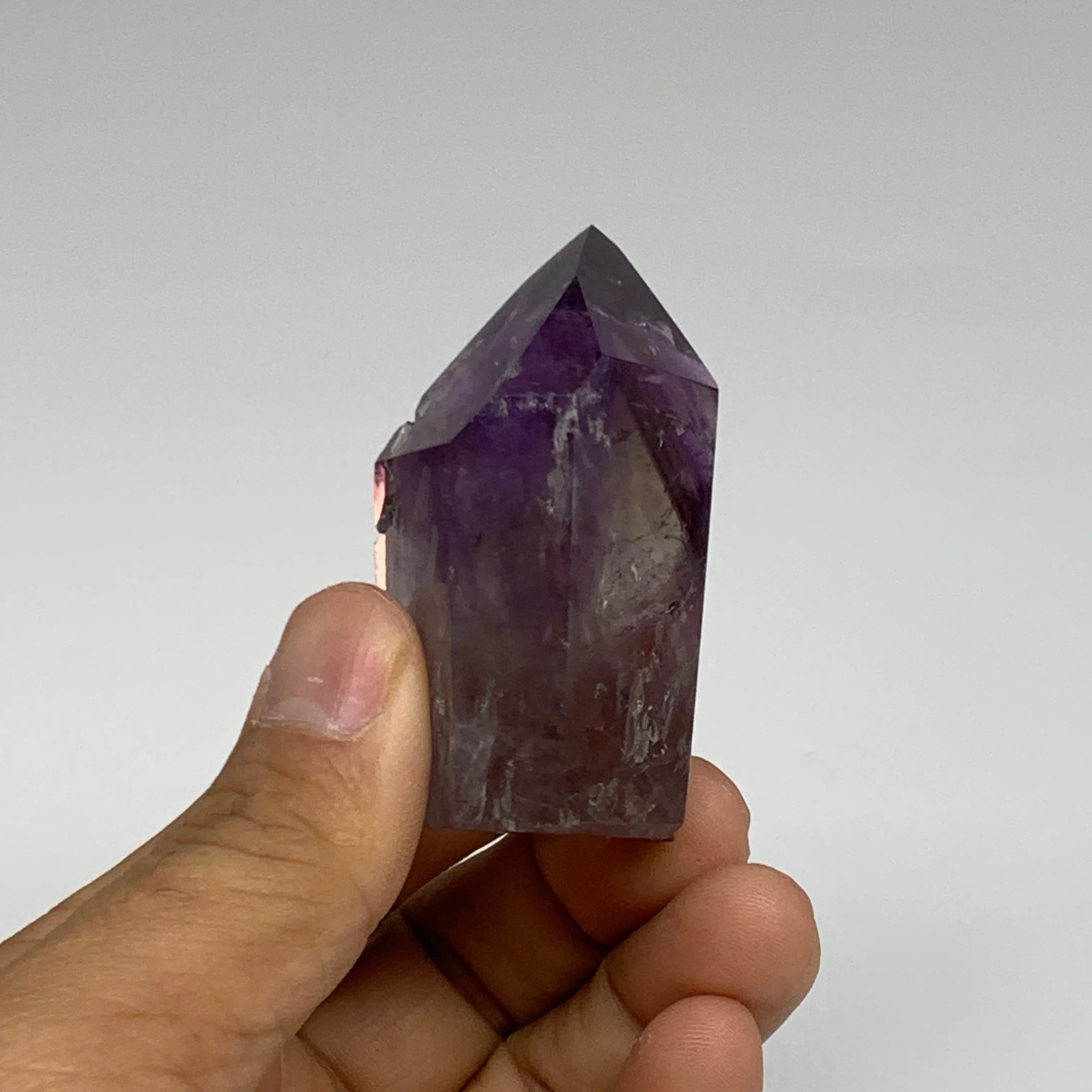 77.3g, 2.2"x1.3"x1", Natural Amethyst Tower Point Obelisk @Brazil, B32298