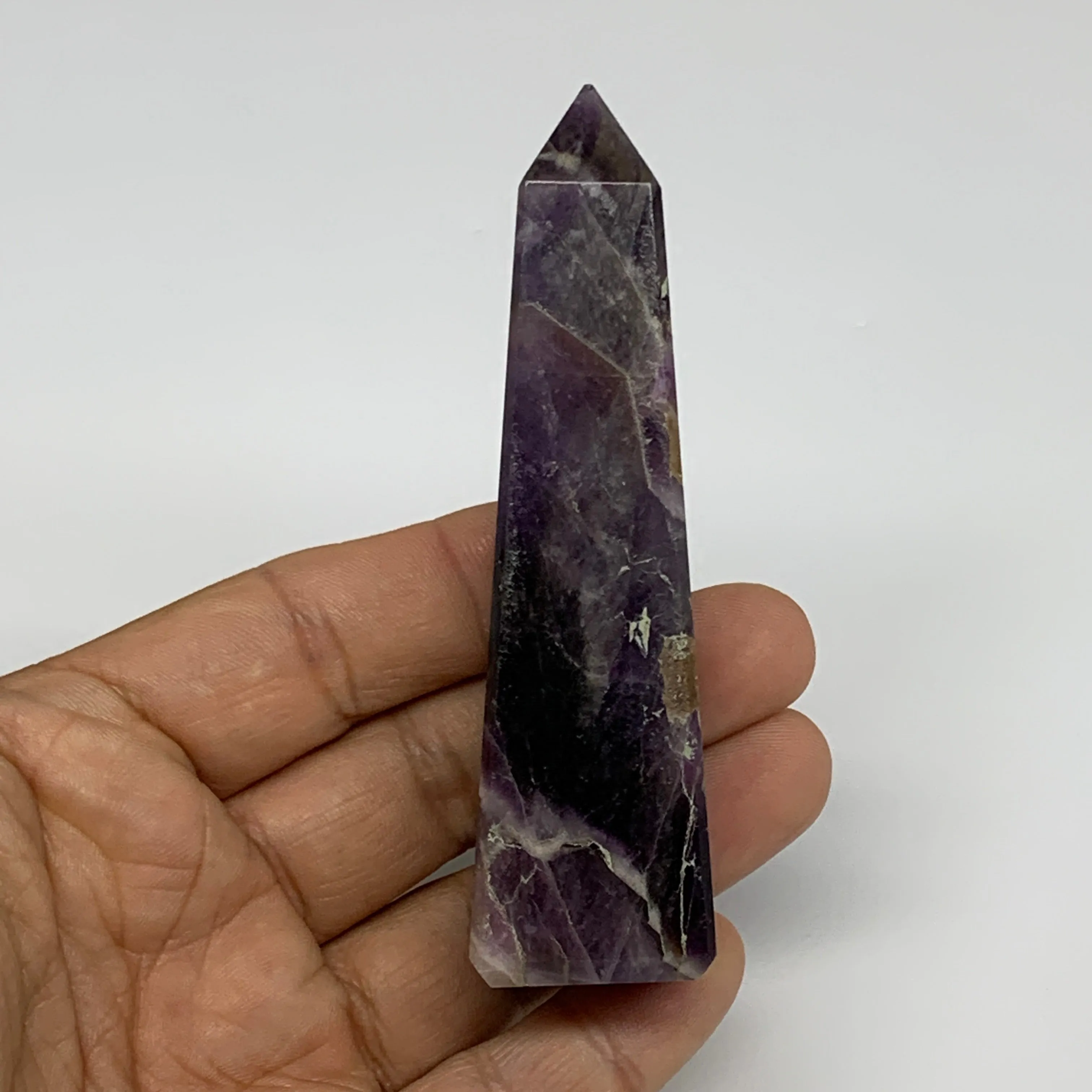 83.8g, 3.6"x0.9"x1", Natural Amethyst Tower Point Obelisk @Brazil, B31266