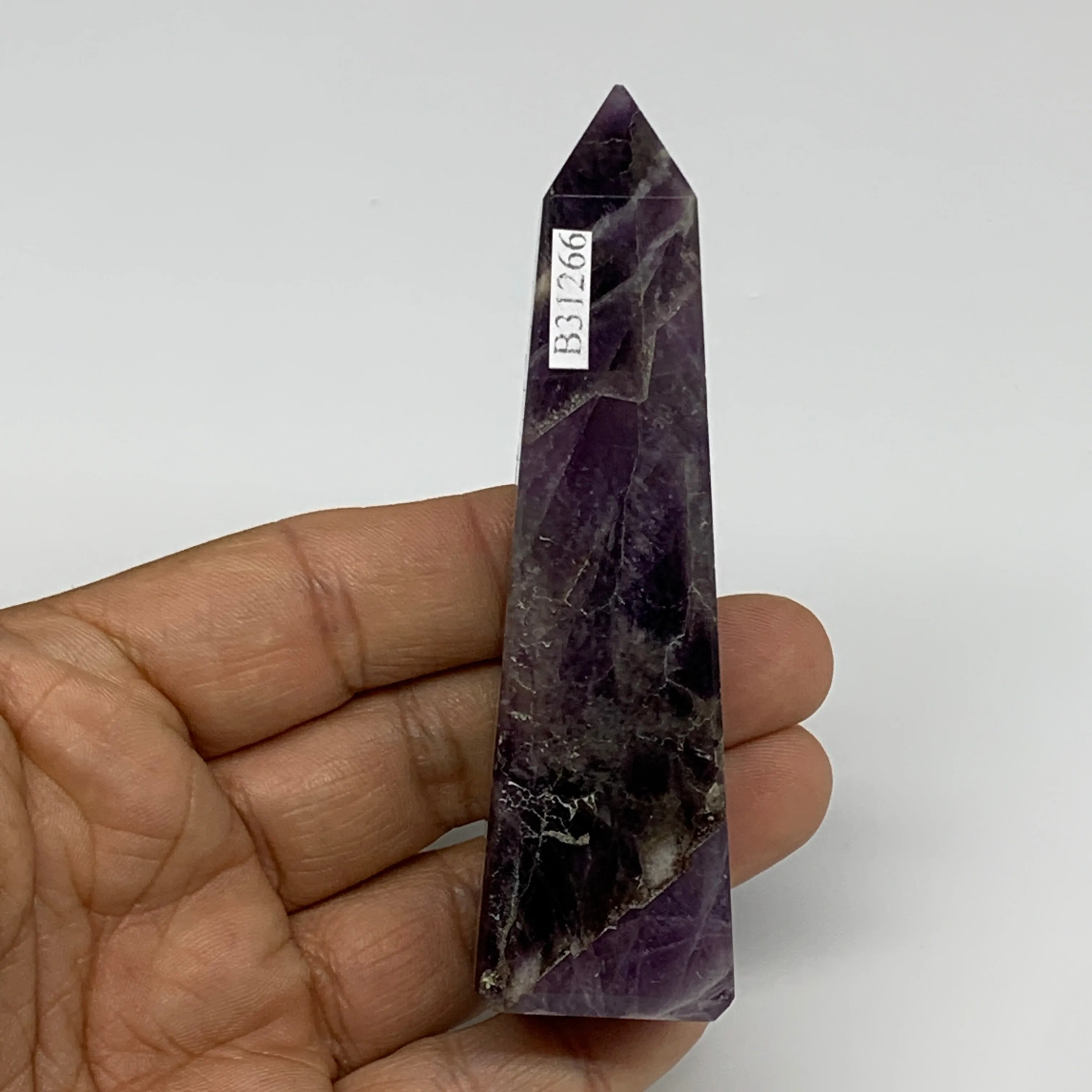83.8g, 3.6"x0.9"x1", Natural Amethyst Tower Point Obelisk @Brazil, B31266