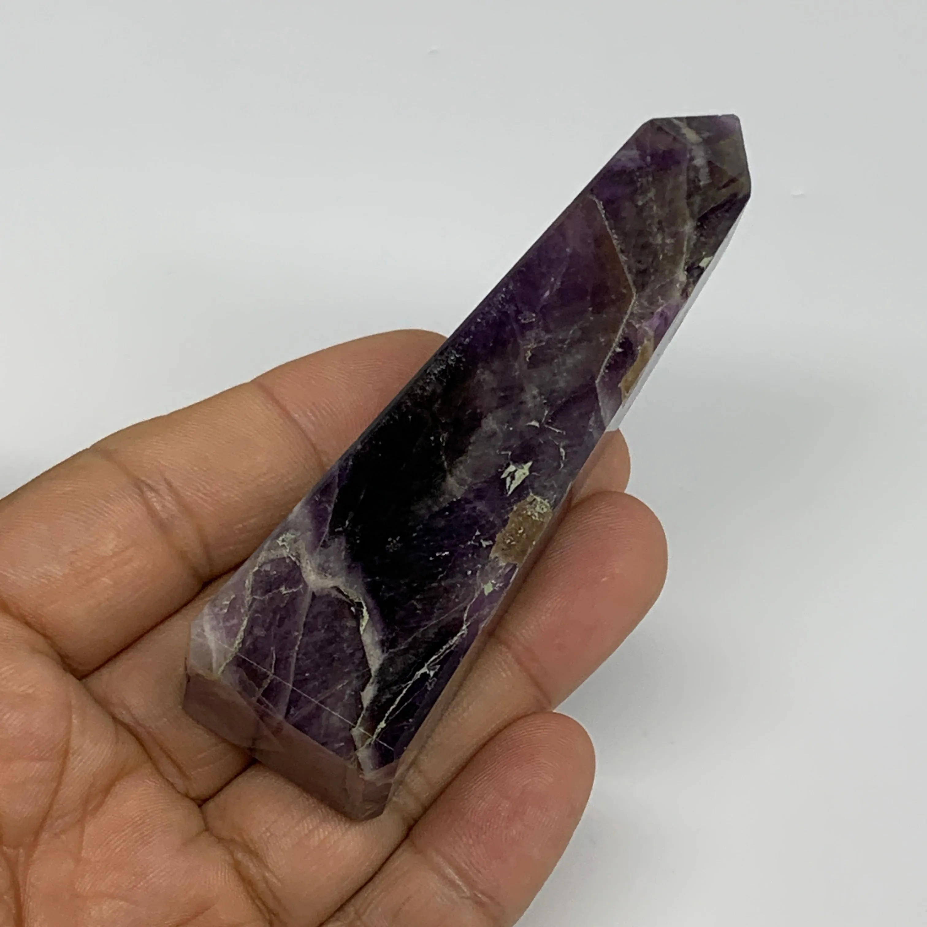 83.8g, 3.6"x0.9"x1", Natural Amethyst Tower Point Obelisk @Brazil, B31266