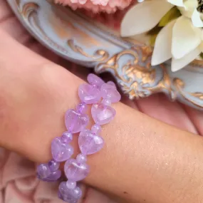 Amethyst Divine Love Heart Bracelet for Clarity, Intuition and Protection