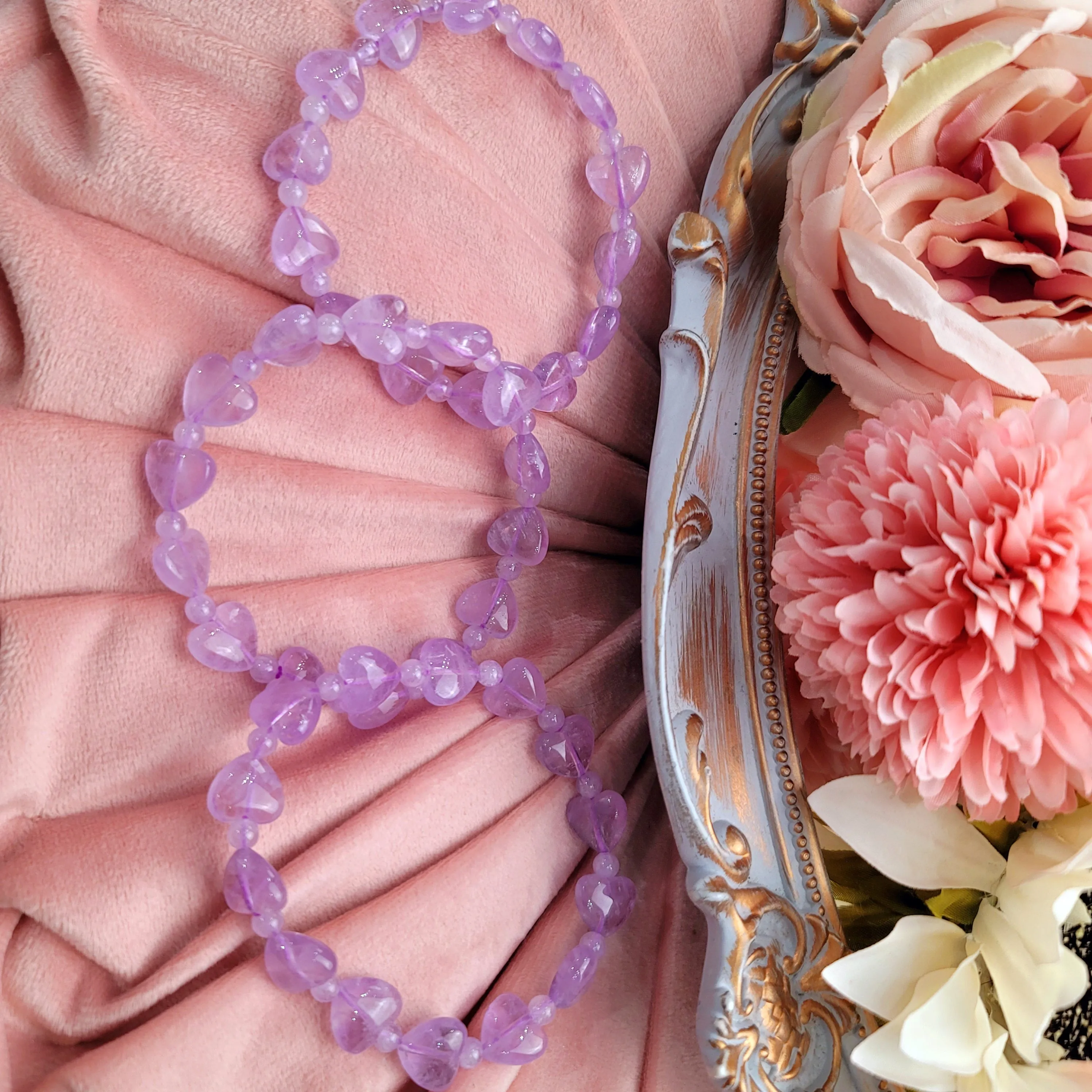 Amethyst Divine Love Heart Bracelet for Clarity, Intuition and Protection