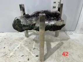 Amethyst Geode Table from Brazil with Custom Stand- 16" / 36 lbs