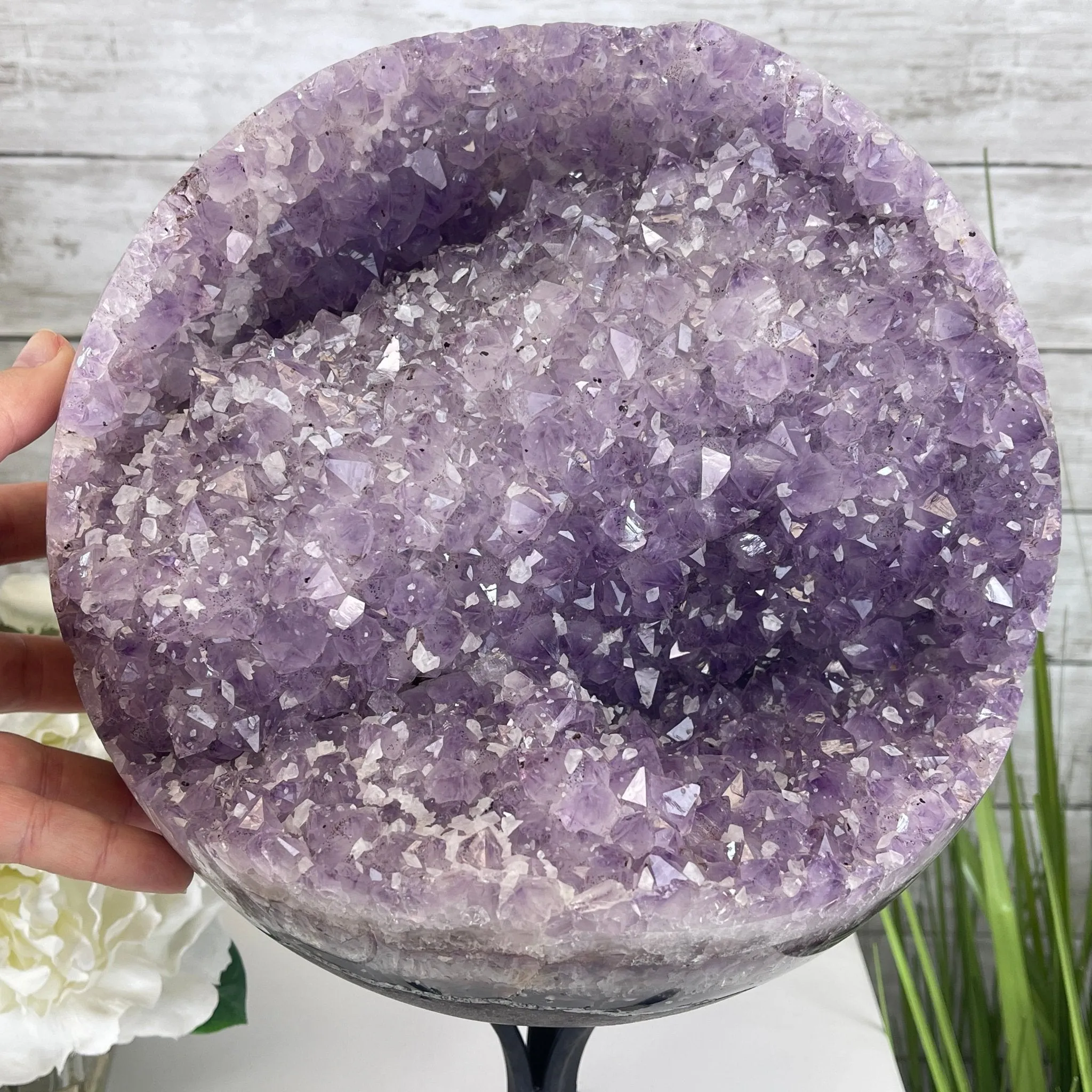 Amethyst Sphere on a Metal Base 33.5 lbs & 15" Tall Model #5630-0001 by Brazil Gems
