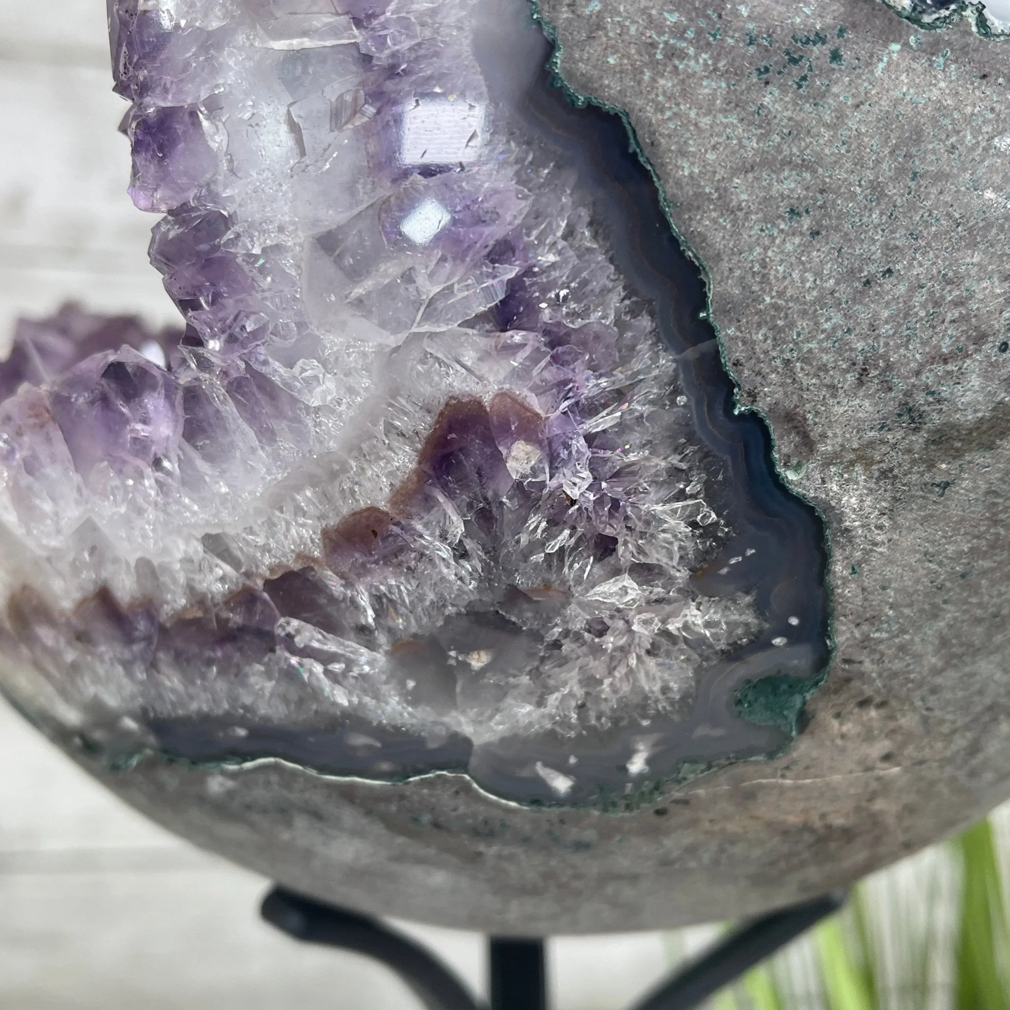 Amethyst Sphere on a Metal Base 33.5 lbs & 15" Tall Model #5630-0001 by Brazil Gems