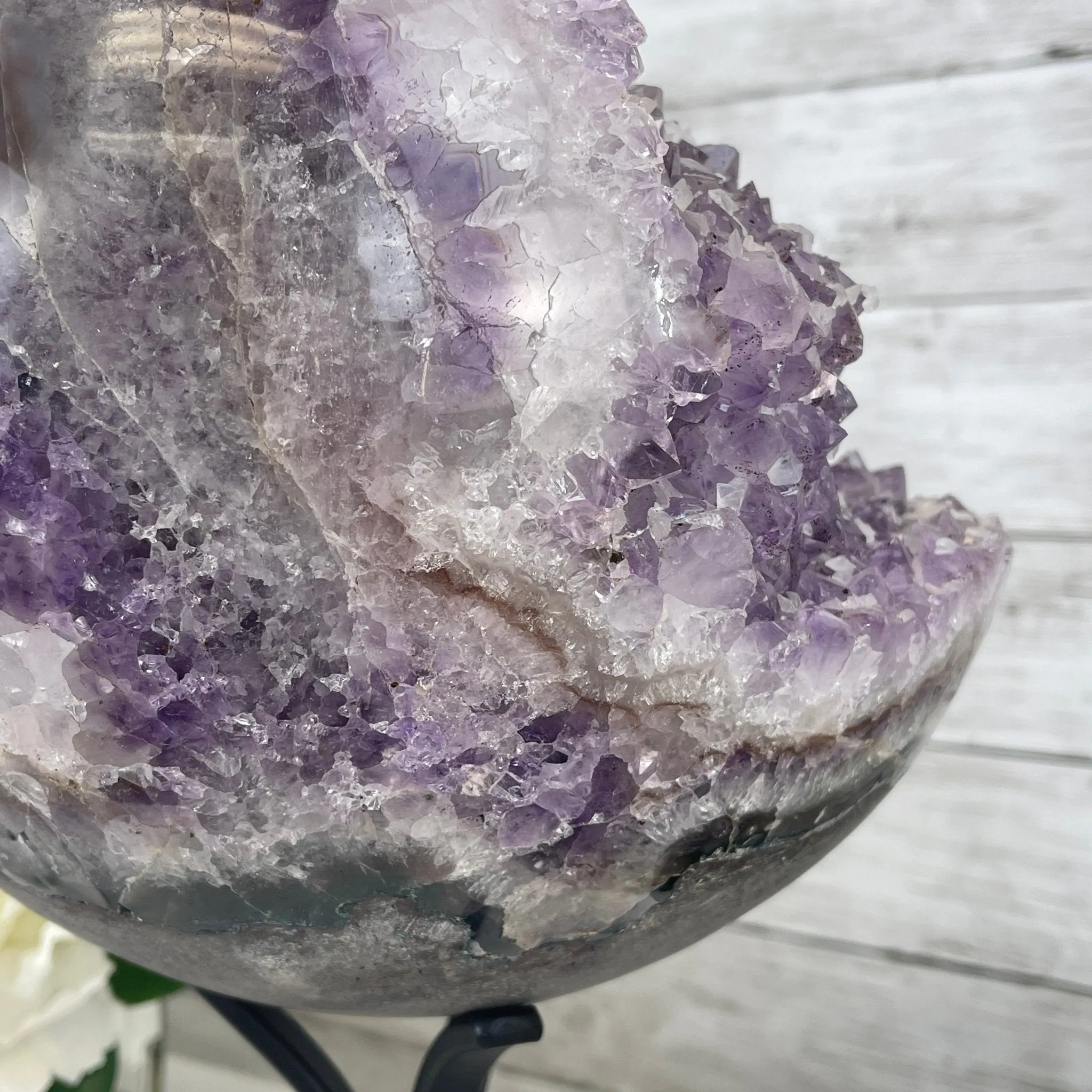 Amethyst Sphere on a Metal Base 33.5 lbs & 15" Tall Model #5630-0001 by Brazil Gems