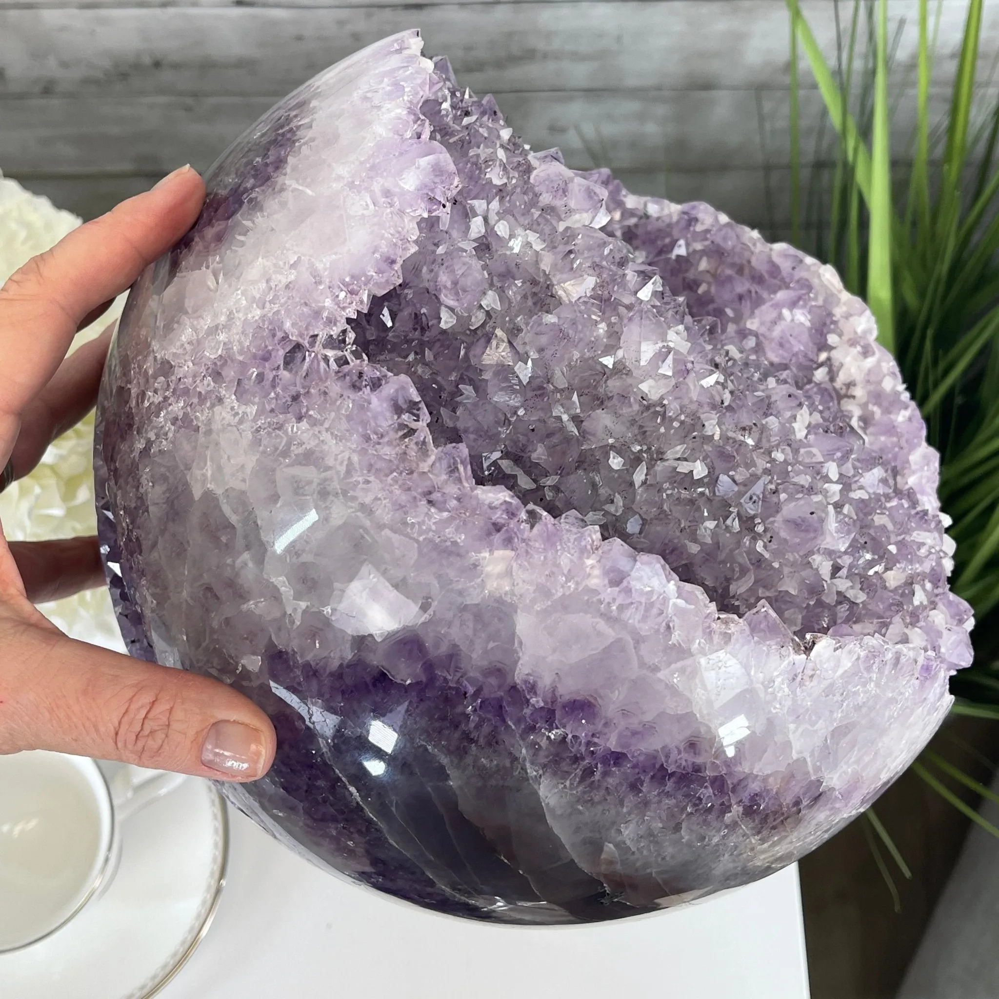Amethyst Sphere on a Metal Base 33.5 lbs & 15" Tall Model #5630-0001 by Brazil Gems