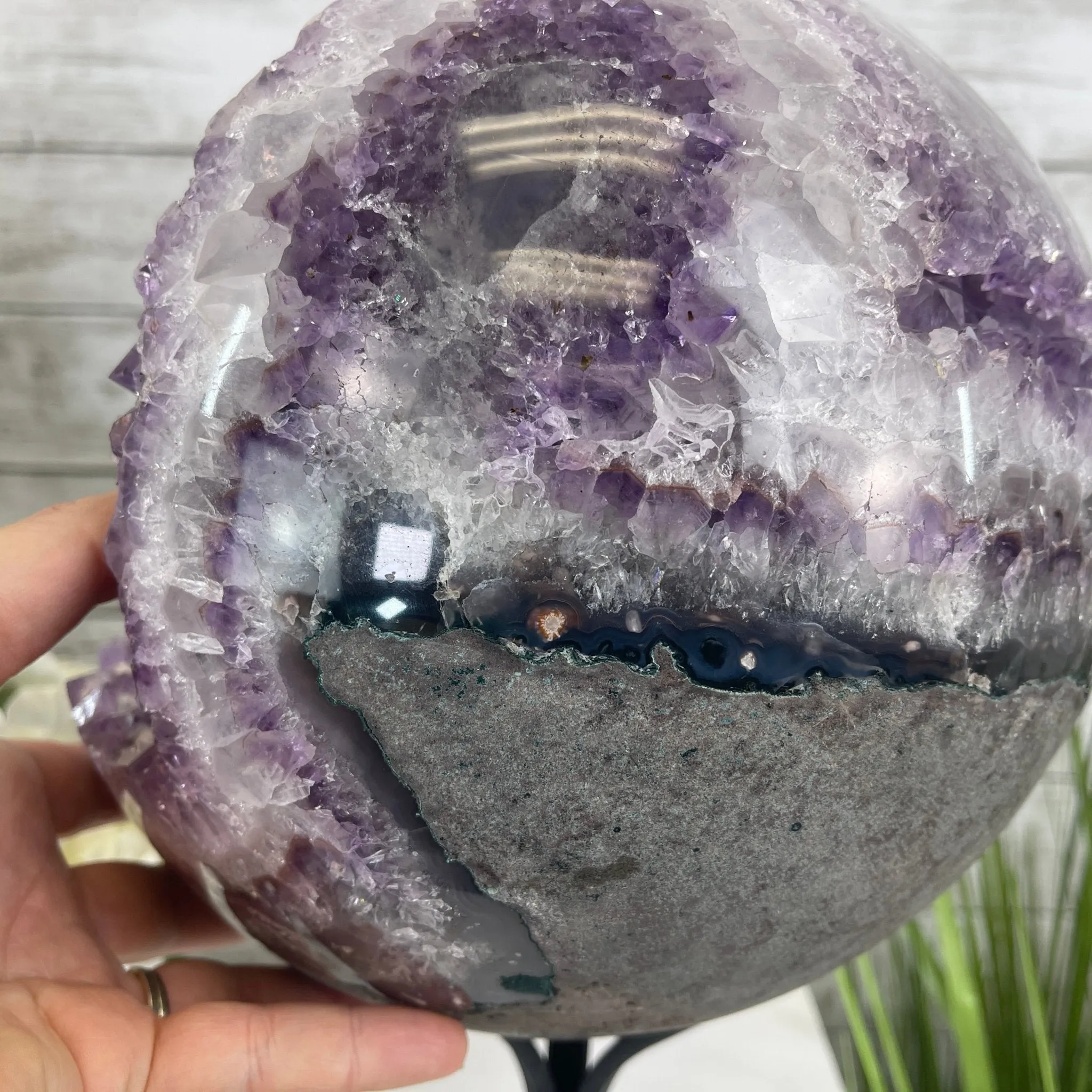 Amethyst Sphere on a Metal Base 33.5 lbs & 15" Tall Model #5630-0001 by Brazil Gems