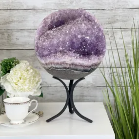Amethyst Sphere on a Metal Base 33.5 lbs & 15" Tall Model #5630-0001 by Brazil Gems