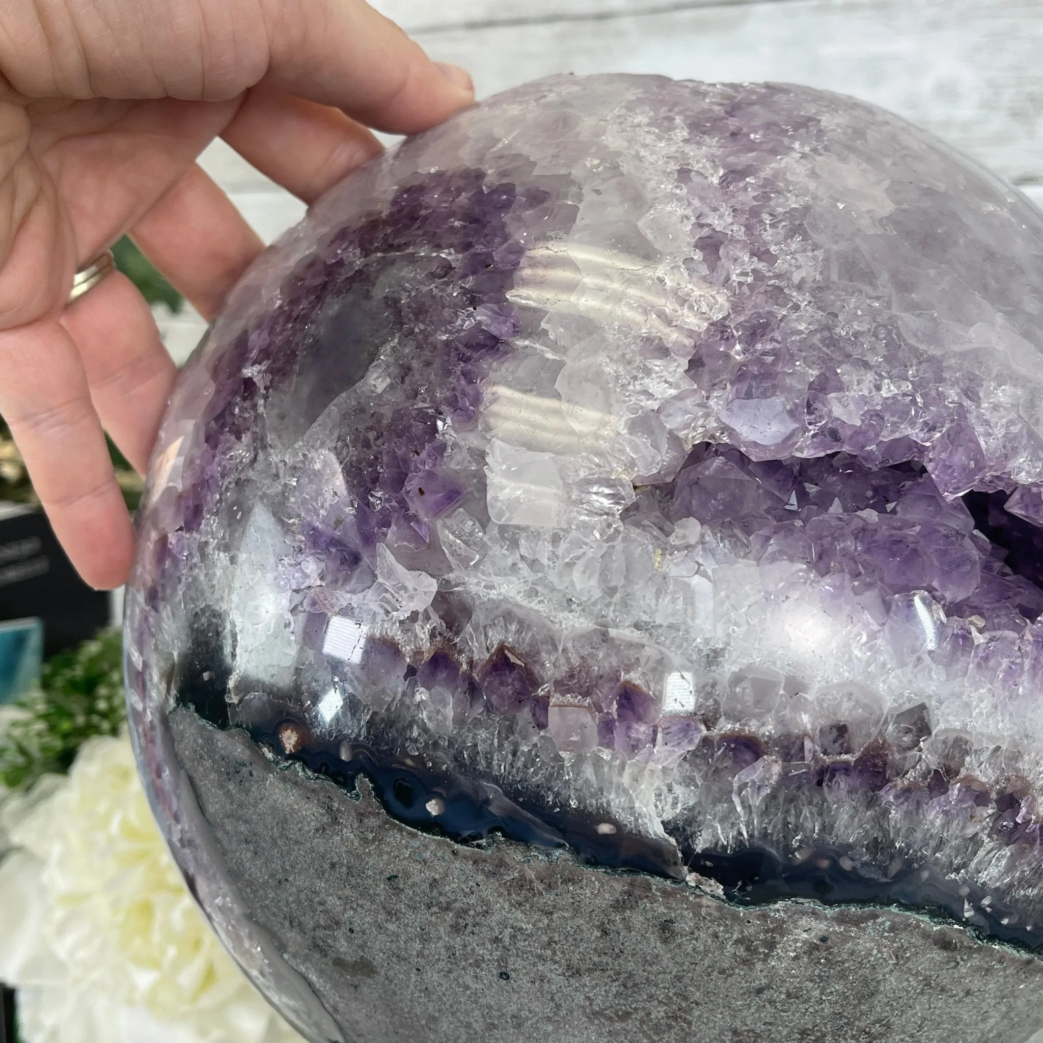 Amethyst Sphere on a Metal Base 33.5 lbs & 15" Tall Model #5630-0001 by Brazil Gems