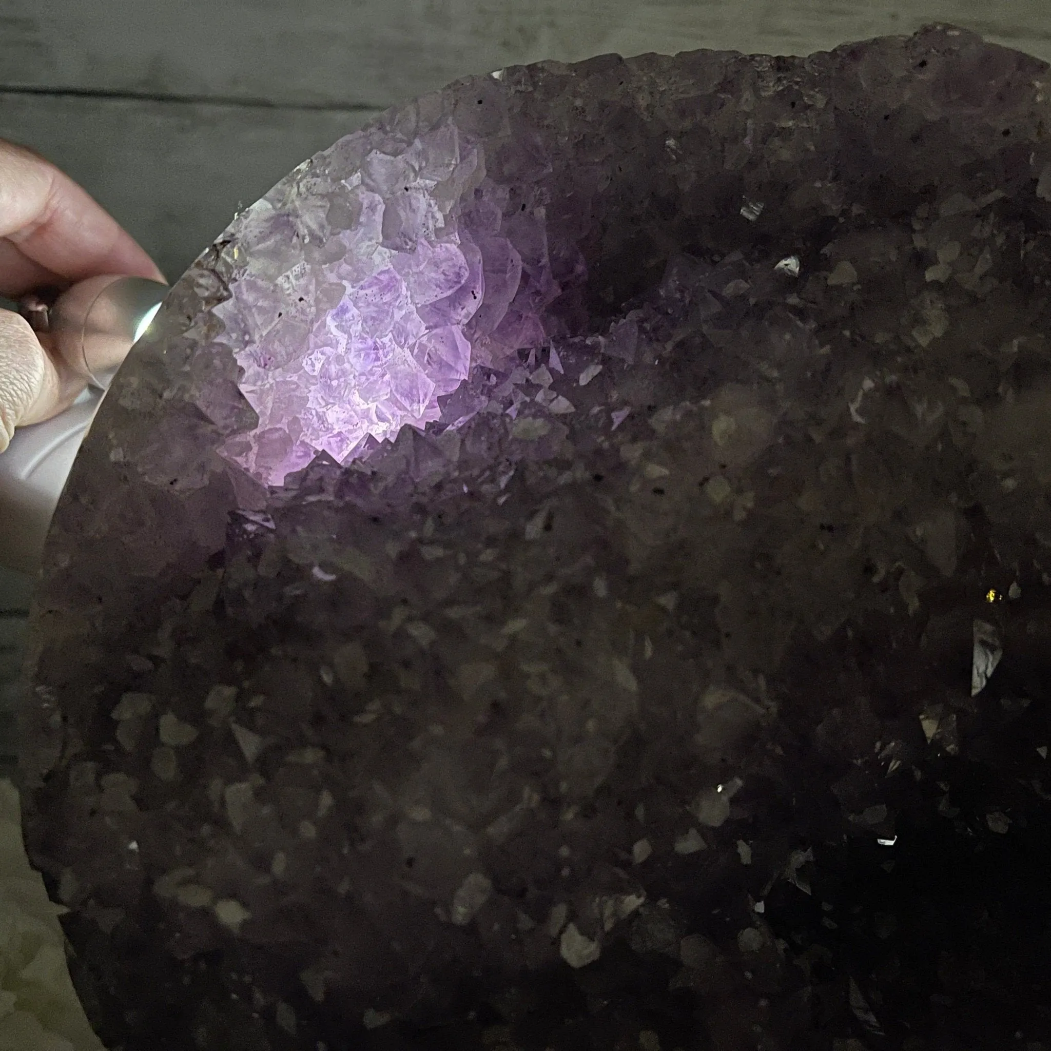 Amethyst Sphere on a Metal Base 33.5 lbs & 15" Tall Model #5630-0001 by Brazil Gems