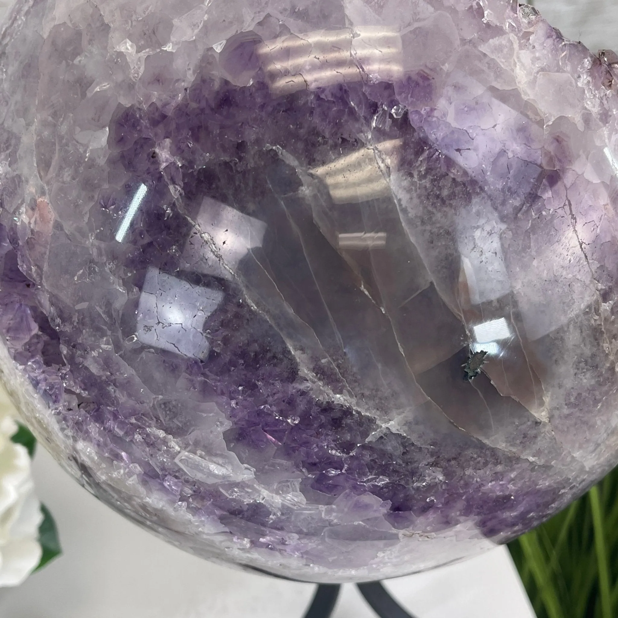 Amethyst Sphere on a Metal Base 33.5 lbs & 15" Tall Model #5630-0001 by Brazil Gems